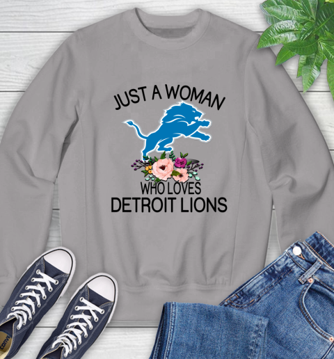 NFL Just A Woman Who Loves Detroit Lions Football Sports Sweatshirt 3