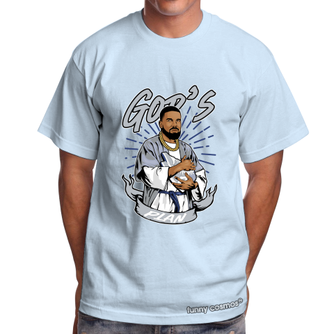 Air Jordan 1 Racer Blue Chicago Matching Sneaker Tshirt Frake God's Plan Blue and White Jordan Tshirt