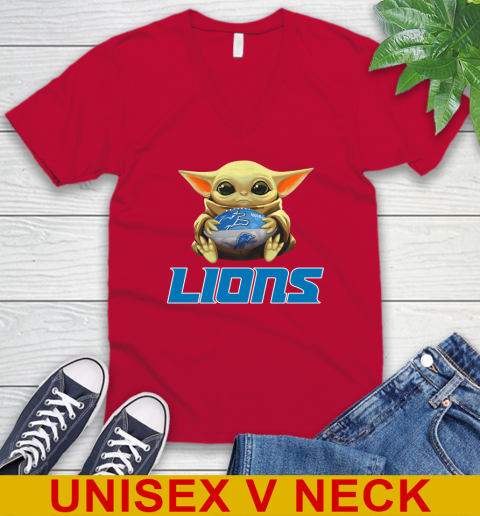 NFL Football Detroit Lions Baby Yoda Star Wars Shirt V-Neck T-Shirt 7
