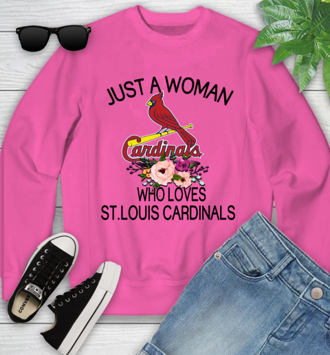 MLB Just A Woman Who Loves St.Louis Cardinals Baseball Sports Youth Sweatshirt 3