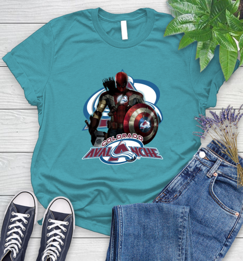 NHL Captain America Thor Spider Man Hawkeye Avengers Endgame Hockey Colorado Avalanche Women's T-Shirt 12
