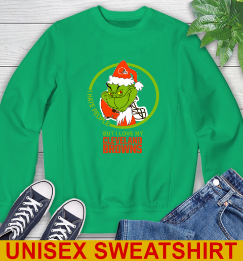 Cleveland Browns NFL Christmas Grinch I Hate People But I Love My Favorite Football Team Sweatshirt 6