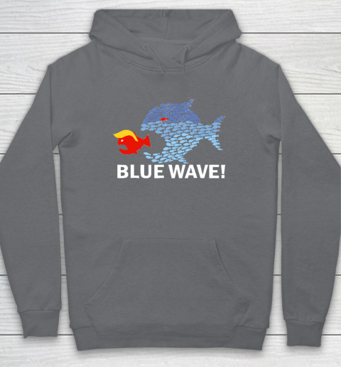 Blue Wave 2024 Funny Big Fish Eat Little Fish Trump Hair Hoodie 3