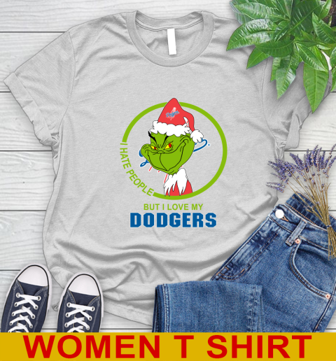 Los Angeles Dodgers MLB Christmas Grinch I Hate People But I Love My Favorite Baseball Team Women's T-Shirt
