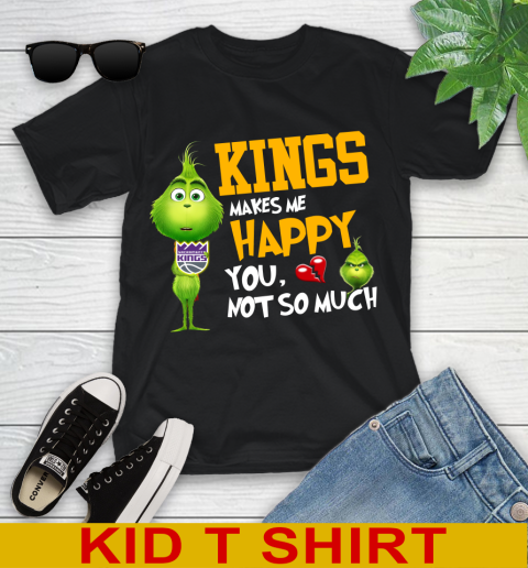 NBA Sacramento Kings Makes Me Happy You Not So Much Grinch Basketball Sports Youth T-Shirt