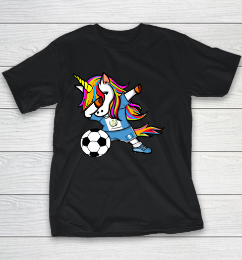 Dabbing Unicorn Guatemala Football Guatemalan Flag Soccer Youth T-Shirt
