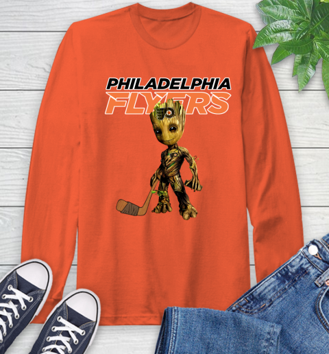 Philadelphia Flyers NHL Hockey Groot Marvel Guardians Of The Galaxy Long Sleeve T-Shirt 5