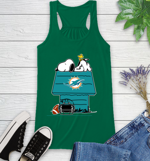 Miami Dolphins NFL Football Snoopy Woodstock The Peanuts Movie Racerback Tank 7