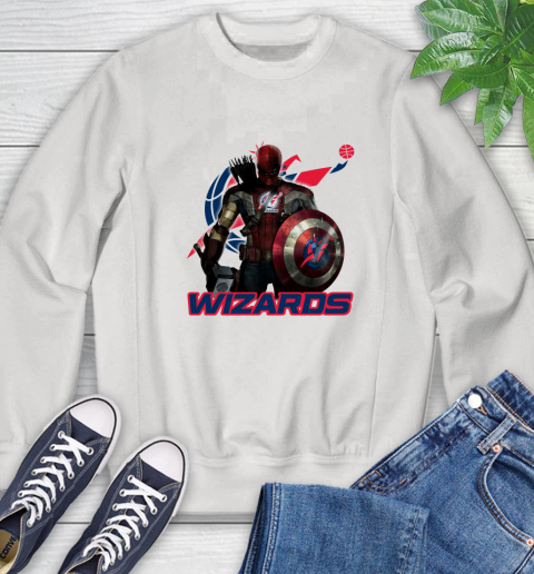 Washington Wizards NBA Basketball Captain America Thor Spider Man Hawkeye Avengers Sweatshirt