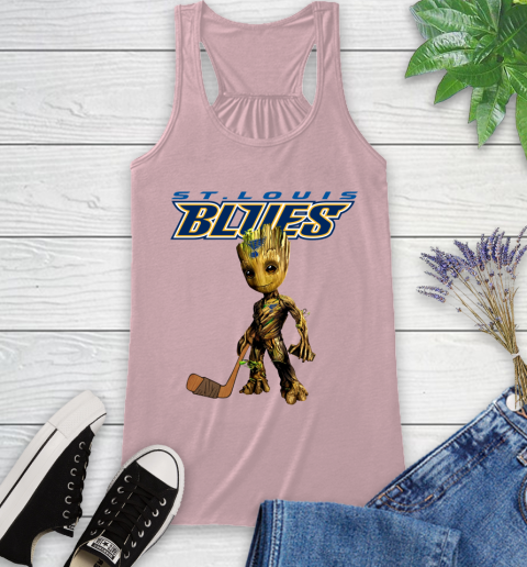 St.Louis Blues NHL Hockey Groot Marvel Guardians Of The Galaxy Racerback Tank 11