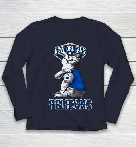 NBA Basketball My Cat Loves New Orleans Pelicans Youth Long Sleeve 2
