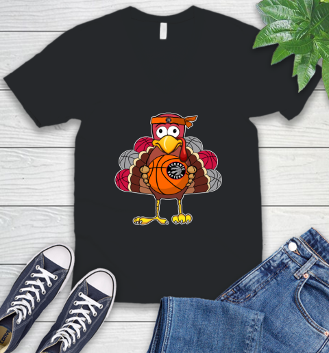 Toronto Raptors Turkey thanksgiving day V-Neck T-Shirt 2