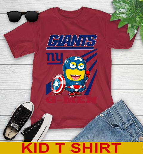 NFL Football New York Giants Captain America Marvel Avengers Minion Shirt Youth T-Shirt 12