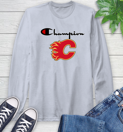 NHL Hockey Calgary Flames Champion Shirt Long Sleeve T-Shirt 4