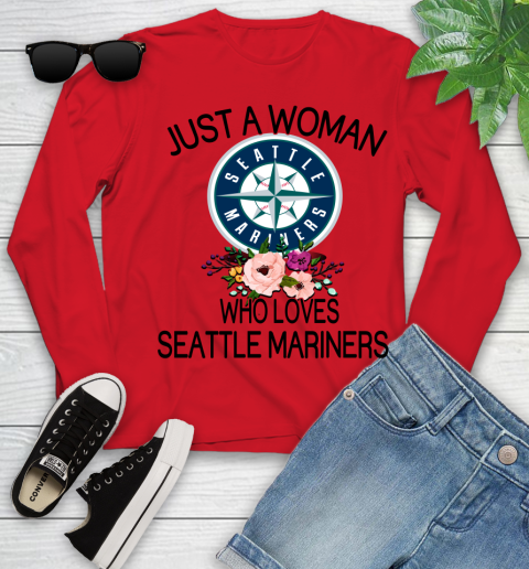 MLB Just A Woman Who Loves Seattle Mariners Baseball Sports Youth Long Sleeve 8