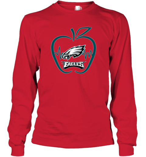 Apple Heartbeat Teacher Symbol San Francisco 49ers Long Sleeve T