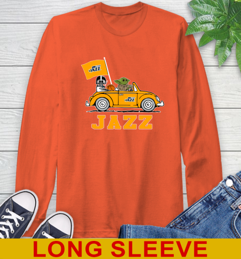 NBA Basketball Utah Jazz Darth Vader Baby Yoda Driving Star Wars Shirt Long Sleeve T-Shirt 5