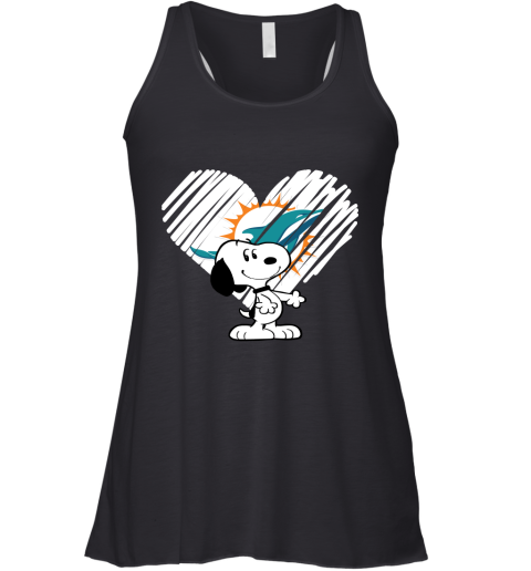 I Love Miami Dolphins Snoopy In My Heart NFL Racerback Tank