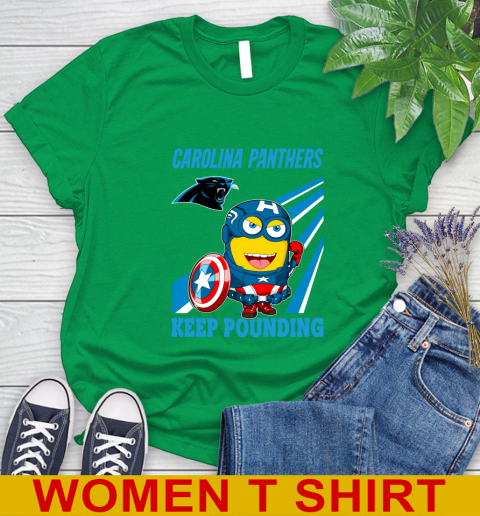 NFL Football Carolina Panthers Captain America Marvel Avengers Minion Shirt Women's T-Shirt 7