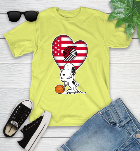 Portland Trail Blazers NBA Basketball The Peanuts Movie Adorable Snoopy Youth T-Shirt 8