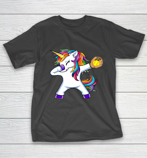 Dabbing Unicorn Softball T Shirt Funny Dab Gift T-Shirt 14