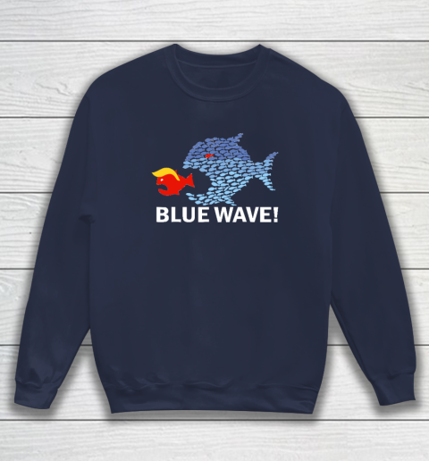 Blue Wave 2024 Funny Big Fish Eat Little Fish Trump Hair Sweatshirt 2