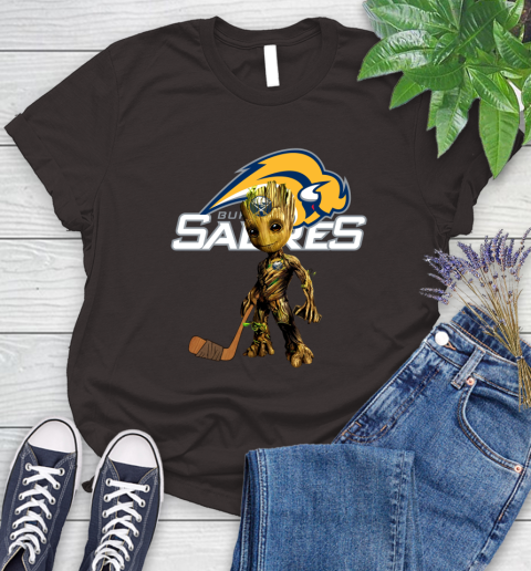 Buffalo Sabres NHL Hockey Groot Marvel Guardians Of The Galaxy Women's T-Shirt 8