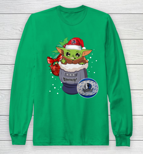 Dallas Mavericks Christmas Baby Yoda Star Wars Funny Happy NBA Long Sleeve T-Shirt 7