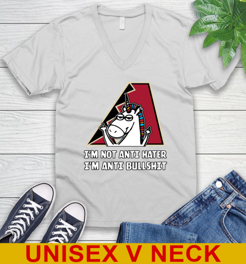 Arizona Diamondbacks MLB Baseball Unicorn I'm Not Anti Hater I'm Anti Bullshit V-Neck T-Shirt