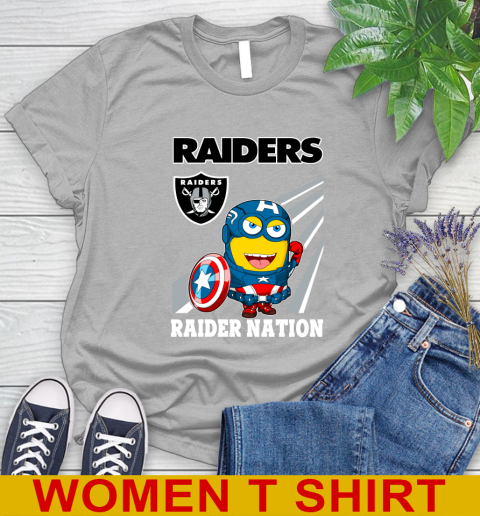 NFL Football Oakland Raiders Captain America Marvel Avengers Minion Shirt Women's T-Shirt 5