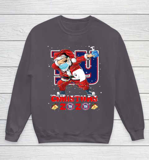 New York Giants Funny Santa Claus Dabbing Christmas 2020 NFL Youth Sweatshirt 5