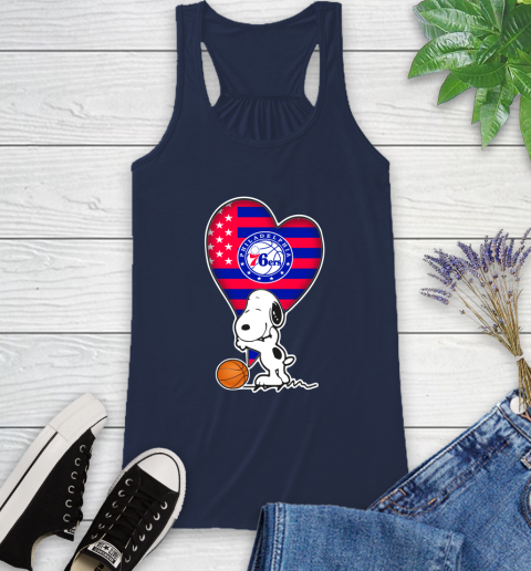 Philadelphia 76ers NBA Basketball The Peanuts Movie Adorable Snoopy Racerback Tank 10