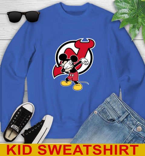 New Jersey Devils NHL Hockey Dabbing Mickey Disney Sports Youth Sweatshirt 7