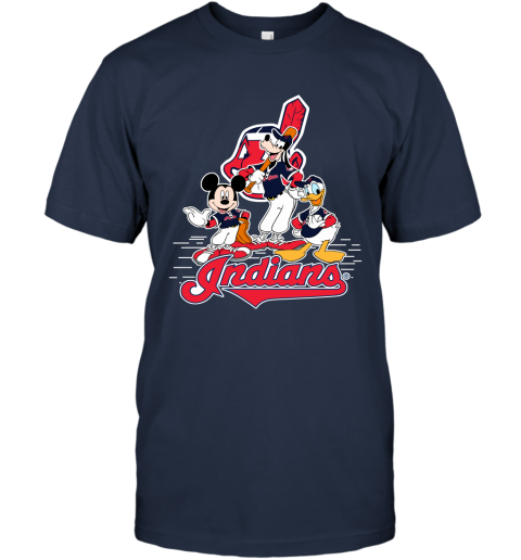 MLB Cleveland Indians Mickey Mouse Donald Duck Goofy Baseball T Shirt  Women's V-Neck T-Shirt