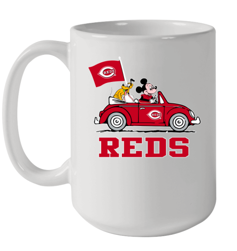 MLB Baseball Cincinnati Reds Pluto Mickey Driving Disney Shirt Ceramic Mug 15oz