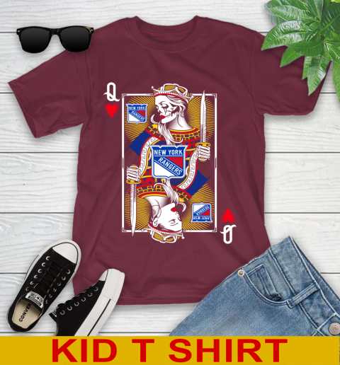 NHL Hockey New York Rangers The Queen Of Hearts Card Shirt Youth T-Shirt 5