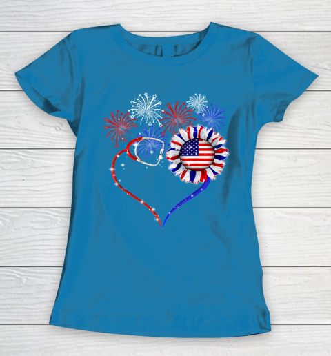Patriotic Nurse 4th Of July American Flag Independence Day Women's T-Shirt 6