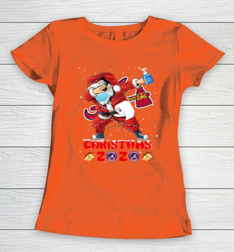 Atlanta Braves Funny Santa Claus Dabbing Christmas 2020 MLB Women's T-Shirt 3