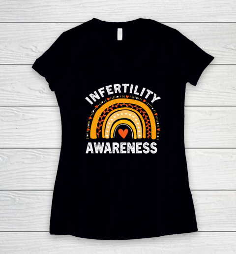 In April We Wear Orange Infertility Awareness Women's V-Neck T-Shirt