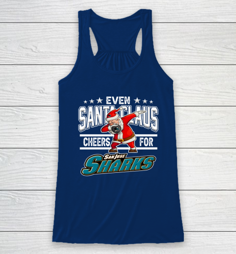 San Jose Sharks Even Santa Claus Cheers For Christmas NHL Racerback Tank 6