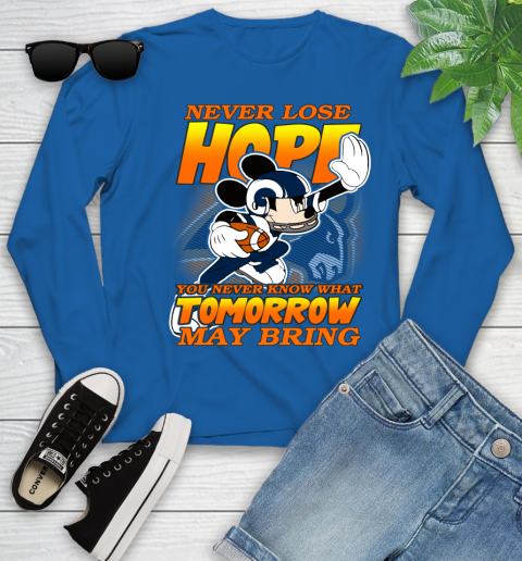 Los Angeles Rams NFL Football Mickey Disney Never Lose Hope Youth Long Sleeve 10