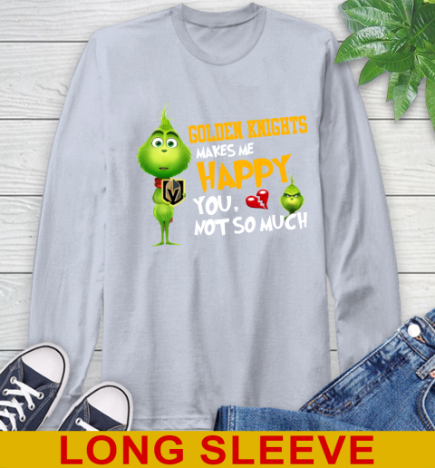 NHL Vegas Golden Knights Makes Me Happy You Not So Much Grinch Hockey Sports Long Sleeve T-Shirt 6