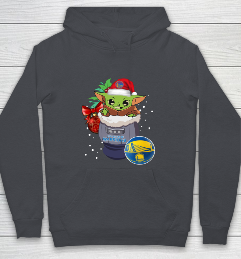 Golden State Warriors Christmas Baby Yoda Star Wars Funny Happy NBA Youth Hoodie 7