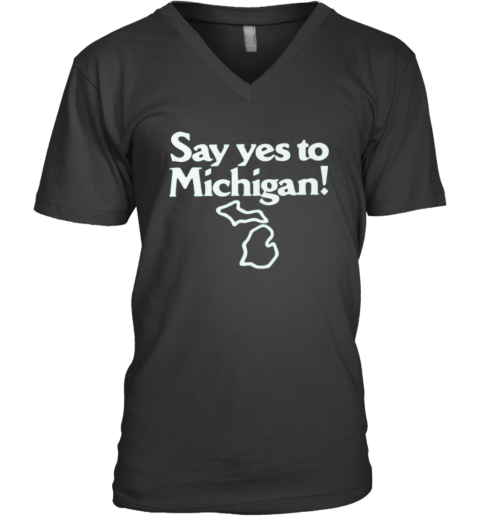 Sufjan Stevens Wearing Say Yes To Michigan V-Neck T-Shirt