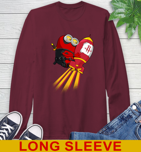 NBA Basketball Houston Rockets Deadpool Minion Marvel Shirt Long Sleeve T-Shirt 7