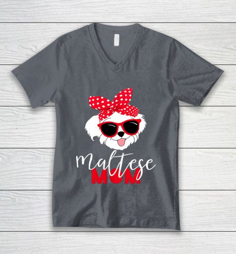 Dog Mom Shirt Dog Lovers T Shirt Maltese Mom Fur Mama V-Neck T-Shirt 4