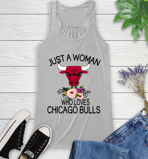 NBA Just A Woman Who Loves Chicago Bulls Basketball Sports Racerback Tank