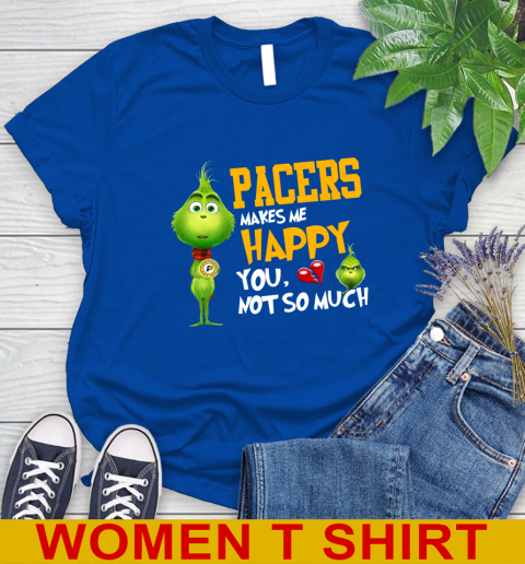 NBA Indiana Pacers Makes Me Happy You Not So Much Grinch Basketball Sports Women's T-Shirt 10