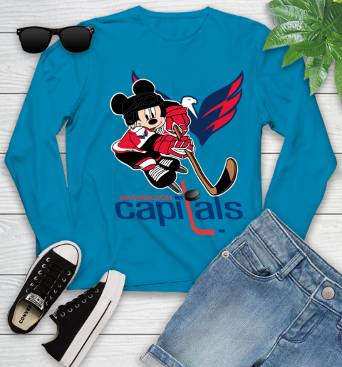 NHL Washington Capitals Mickey Mouse Disney Hockey T Shirt Youth Long Sleeve 7