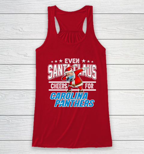 Carolina Panthers Even Santa Claus Cheers For Christmas NFL Racerback Tank 4